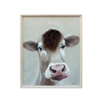 Willow &amp; Silk Cow with Attitude and  Artificial Hair Framed Canvas Wall Art 
