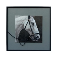 Willow &amp; Silk Horse with 3-D Bridle Framed Canvas Wall Art 60x60cm