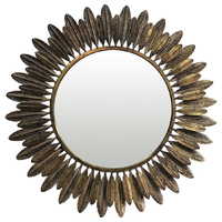 Willow &amp; Silk Round 65cm Metal Golden Leaf Wall Mirror 
