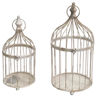 Willow &amp; Silk Metal 50cm/35cm Set of 2 White Portable Pet/Bird Cages 