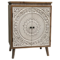 Willow &amp; Silk Wooden Brown 86cm Mandala 2-Door Cabinet/Organiser on Footers