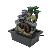 Willow &amp; Silk Wheel Elephants  Water Fountain 23x18x28cm